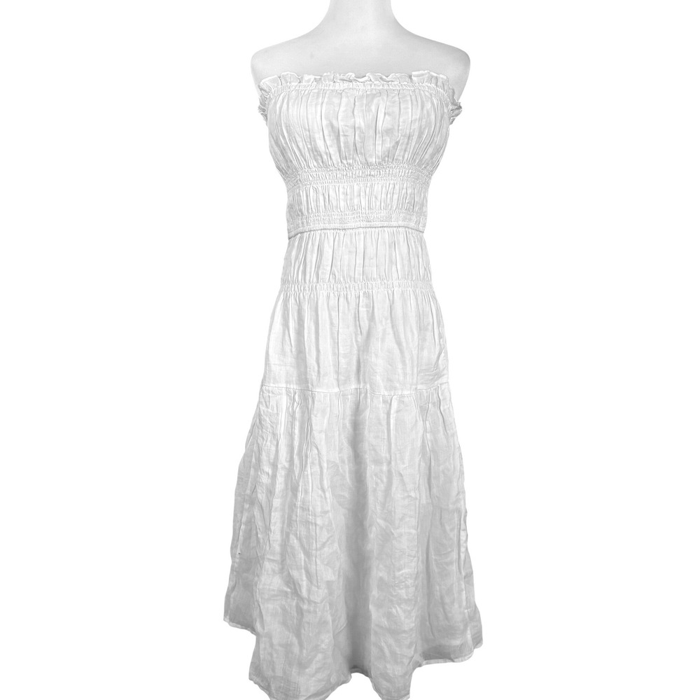Frame Strapless Summer Midi Dress Size S White Cottagecore